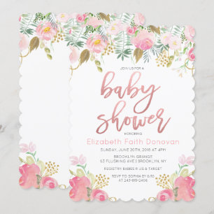 Bloemige babyshower uitnodiging