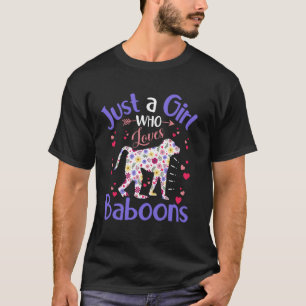 Bloemige Baviaan Gewoon Een Meisje Dat Van Baviane T-shirt