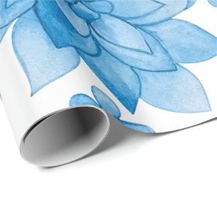 bloemige behang met blauwe bloesems en bladeren cadeaupapier
