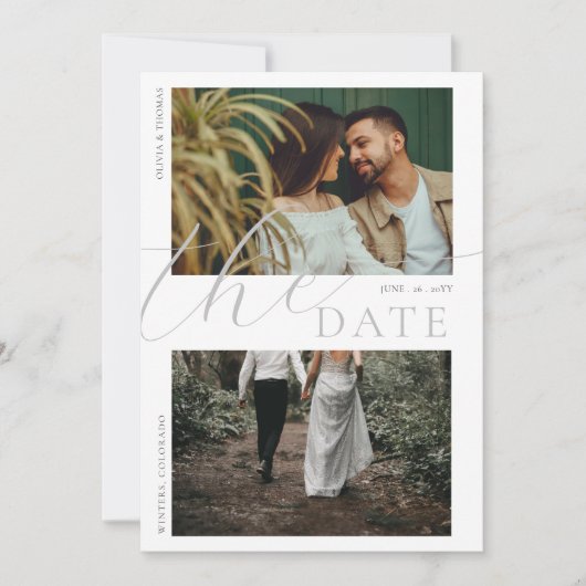 Bloemige Bergklaproos Bruiloft 2 Foto's Bewaar Dat Kaart (Voorkant)