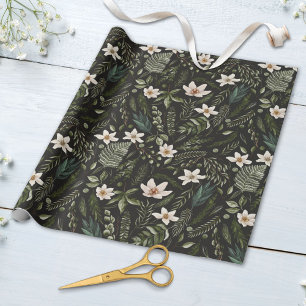 Bloemige Blad Waterverf Naadloos Bloemmotief Cadeaupapier