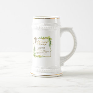 Bloemige bladBautizo Bautismo Doopnaamverzen Bierpul