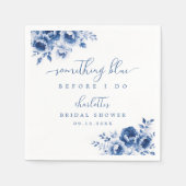 Bloemige Blauwe Bruiloftsdouche Servet (Voorkant)