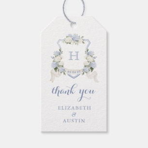 Bloemige blauwe hortensia-kam weddingsjabloon beda cadeaulabel