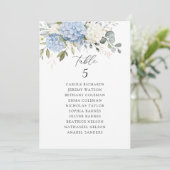 Bloemige Blauwe Hortensia Tafel Stoelenkaartkaart Kaart (Staand voorkant)