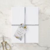 Bloemige Blauwe Hortensia Zonnebloemen Trouw Dank Cadeaulabel (Met Touw)