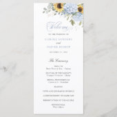 Bloemige Blauwe Hortensia Zonnebloemen Trouwprogra Programma (Voorkant)