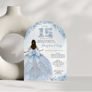 Bloemige Blauwe Prinses Coquette Quinceanera Boog Kaart