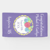 Bloemige Bloemen Rozen Bruidsdouche Trouwtaart Spandoek (Horizontaal)