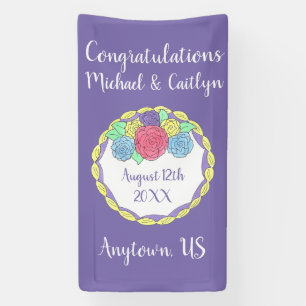 Bloemige Bloemen Rozen Bruidsdouche Trouwtaart Spandoek
