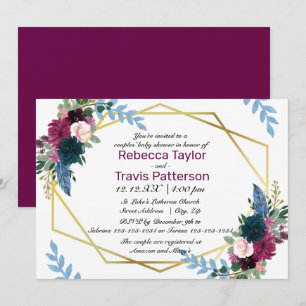 Bloemige Bloesems Mod Plum - Couples' Baby Shower Kaart
