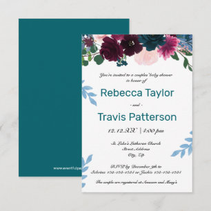 Bloemige Bloesems Turquoise - 3x5 Couples Baby Sho Kaart