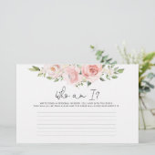 Bloemige blos Wie ben ik bruidsfeest spel Briefpapier (Staand voorkant)