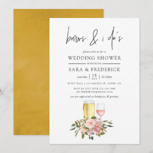 Bloemige Blush en Gouden Dranken Voor de I Do's Kaart