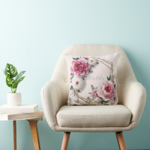 Bloemige Blush Roze Kerst Alles is Stilstaan Kussen