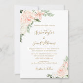 Bloemige Blush Roze Salie Groene QR Code RSVP Trou Kaart (Voorkant)