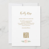 Bloemige Blush Roze Salie Groene QR Code RSVP Trou Kaart (Achterkant)