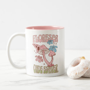 Bloemige boho T-shirt met Motivatie Quote Tweekleurige Koffiemok