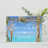 Bloemige Boho Zomer Strand Bruiloft Bewaar de Datu Save The Date (Staand voorkant)