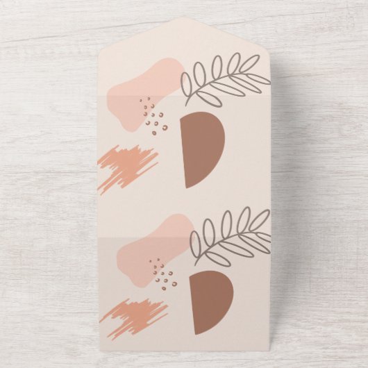 Bloemige Botanische Abstracte Vormen Trouw All In One Uitnodiging (Buitenkant)