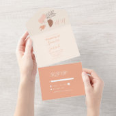 Bloemige Botanische Abstracte Vormen Trouw All In One Uitnodiging (Afscheurbaar)