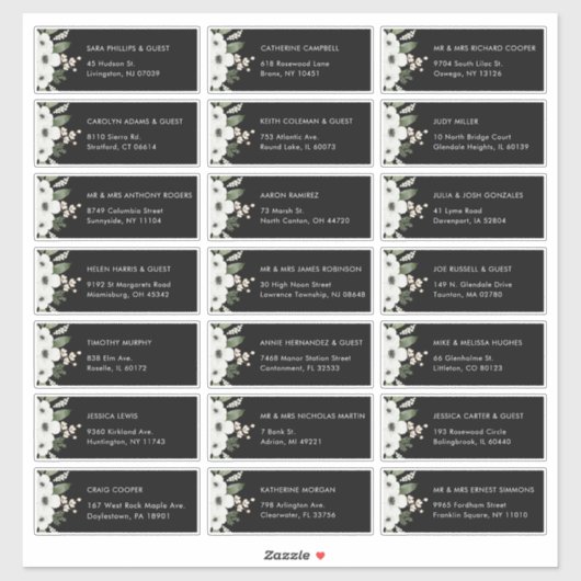 Bloemige Botanische Huwelijksgast Adreslabels Sticker (Vel)