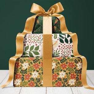 Bloemige Botanische Kerst Inpakpapier Vel
