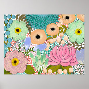 Bloemige botanische kunstenaar indruk print poster