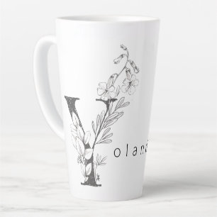 Bloemige botanische monogram "Y" Aangepaste tekst Latte Mok
