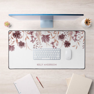 Bloemige Botanische Trendy Blad Monogram Bureaumat