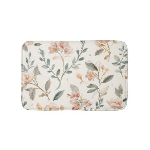 Bloemige botanische waterverf bladeren beige gesch badmat