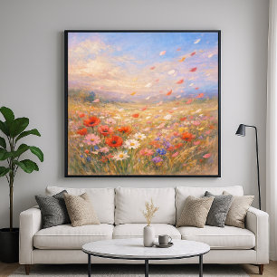 Bloemige Bries - Pastel Schilderstijl Kunst Poster