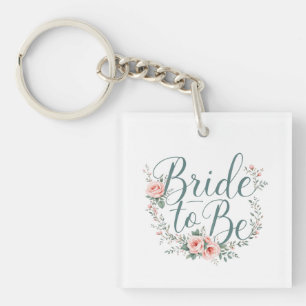 Bloemige Bruid Papieren Borden, Roze Rozen Sleutelhanger