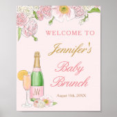 Bloemige Brunch en Bruisende Baby Brunch Welkomstp Poster (Voorkant)