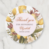 Bloemige Brunch En Bruisende Bruids-Shower Bedankjes Labels (Voorkant)