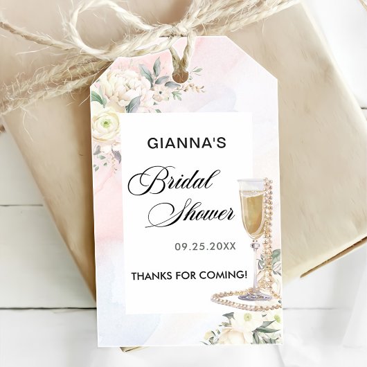 Bloemige Brunch En Bruisende Bruids-Shower Cadeaulabel