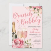 Bloemige Brunch En Bruisende Bruidsdouche Kaart (Voorkant)