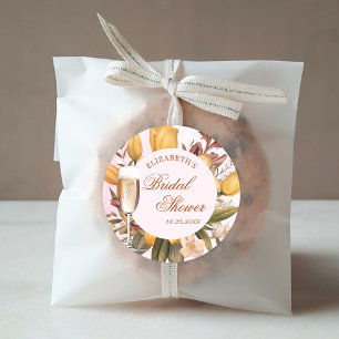 Bloemige Brunch En Bruisende Bruiloft Borrel Ronde Sticker