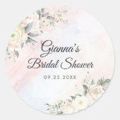 Bloemige Brunch En Bruisende Bruiloftsdouche Ronde Sticker (Voorkant)