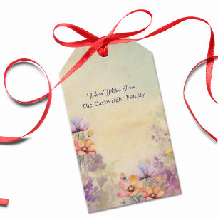 Bloemige cadeaubijlage   Elegante aquarel kunst Cadeaulabel