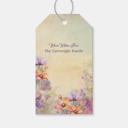 Bloemige cadeaubijsluiter | Elegante aquarel kunst Cadeaulabel (Voorkant)