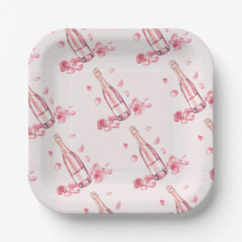 Bloemige Champagne | Bruidsontbijt Brunch Papieren Bordje