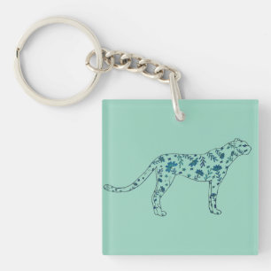 Bloemige cheeta sleutelhanger
