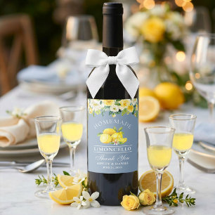 Bloemige citroenen stoffig blauwe limoncello bruil wijn etiket