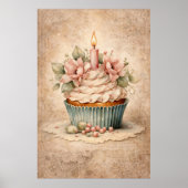 Bloemige Cupcake Poster (Voorkant)