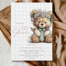 Bloemige Daisy Teddy Buffalo Plaid Meisje Baby Sho