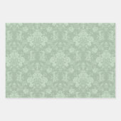 bloemige Damask-pastelperzik, groen, crème Inpakpapier Vel (Voorkant 3)