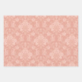 bloemige Damask-pastelperzik, groen, crème Inpakpapier Vel (Voorkant 2)