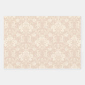 bloemige Damask-pastelperzik, groen, crème Inpakpapier Vel (Voorkant)