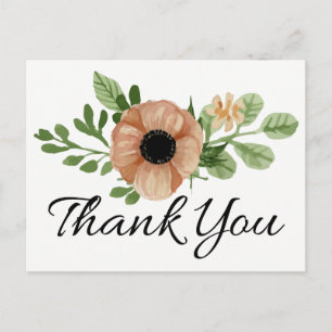 Bloemige Dank Je Waterverf Perzik Anemoon Bloemen Briefkaart